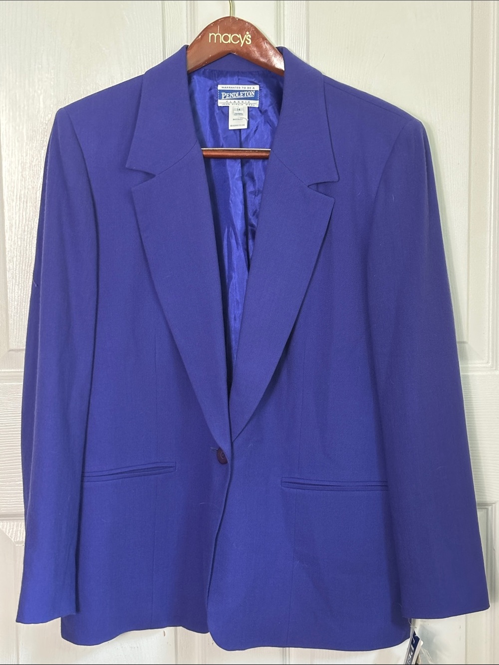 Vintage Deadstock NWT Pendleton Purple Virgin Wool Blazer Size 14 made in USA